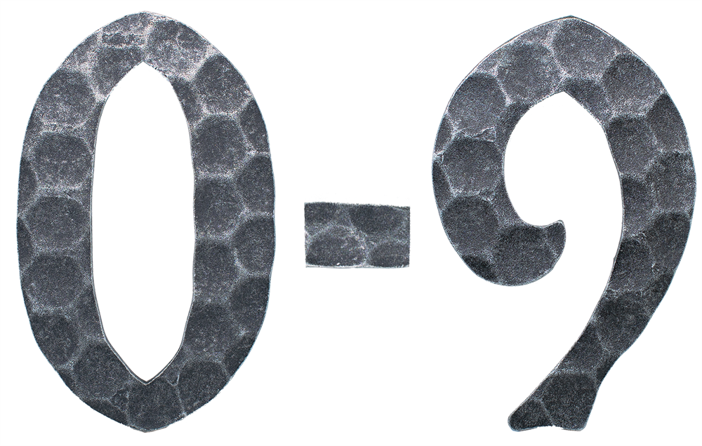 Hausnummer 0 - 9 | Abmessung: 12x8 cm | Material: 4 mm gehämmert | Stahl (Roh) S235JR