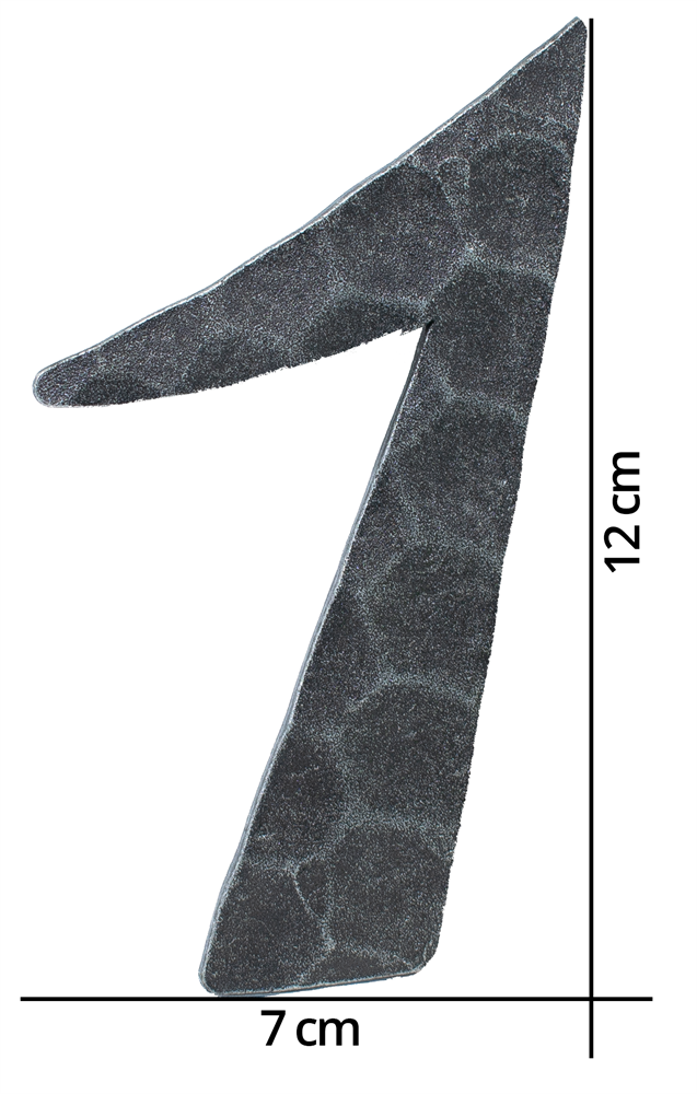 Hausnummer 1 | Abmessung 12x8 cm | Material 4 mm gehämmert | Stahl (Roh) S235JR