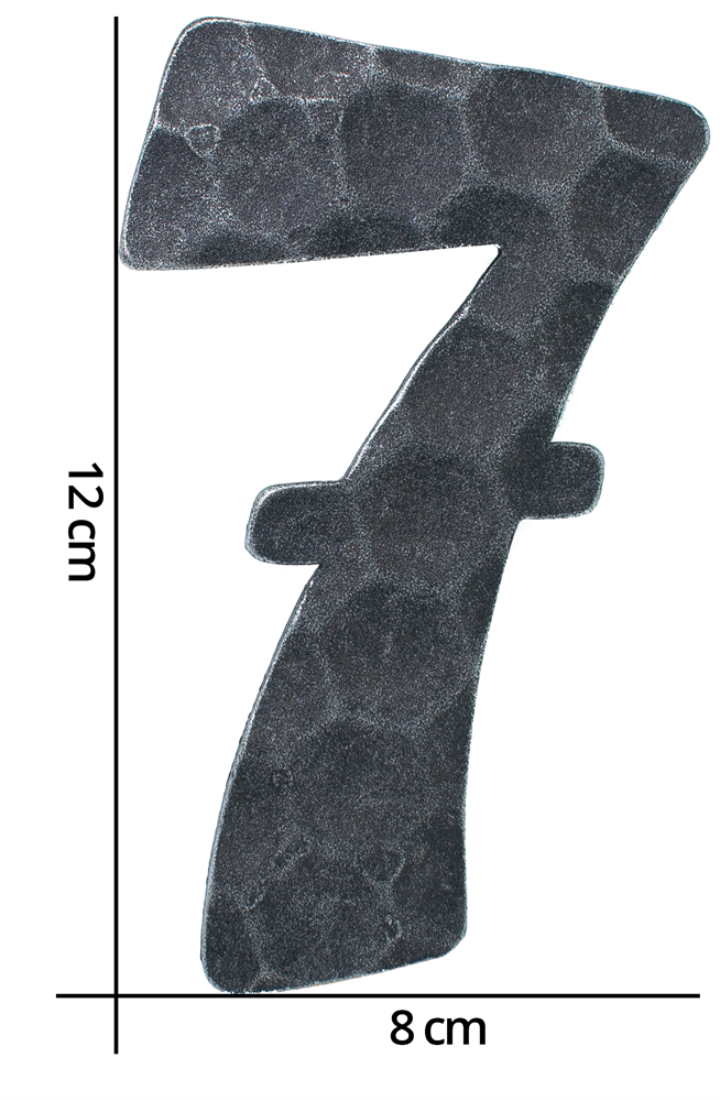 Hausnummer 7 | Abmessung 12x8 cm | Material 4 mm gehämmert | Stahl (Roh) S235JR