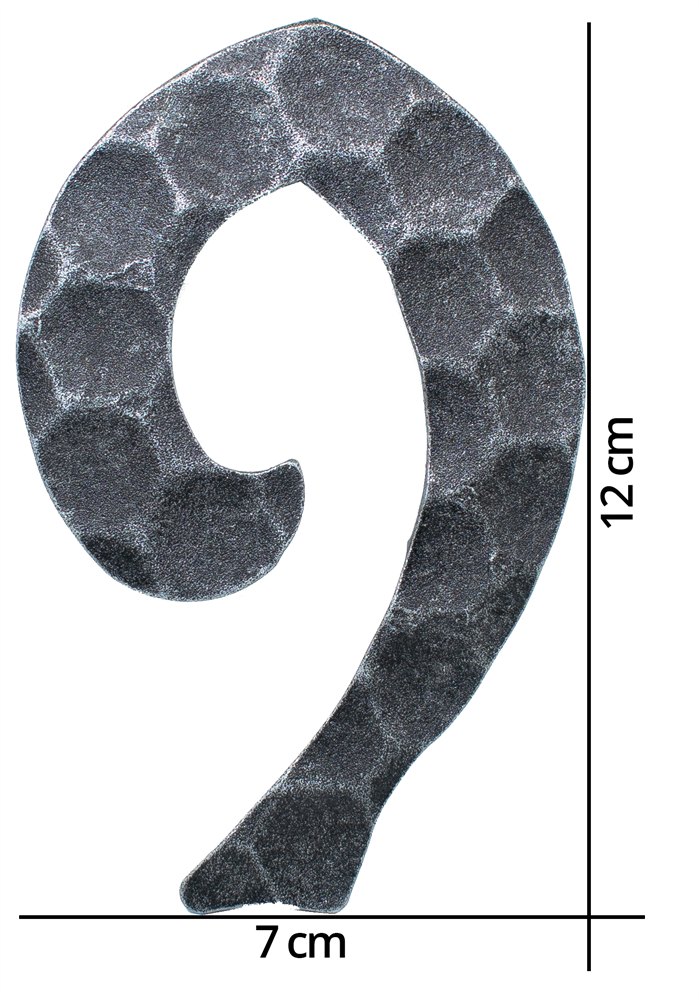Hausnummer 9 | Abmessung 12x8 cm | Material 4 mm gehämmert | Stahl (Roh) S235JR