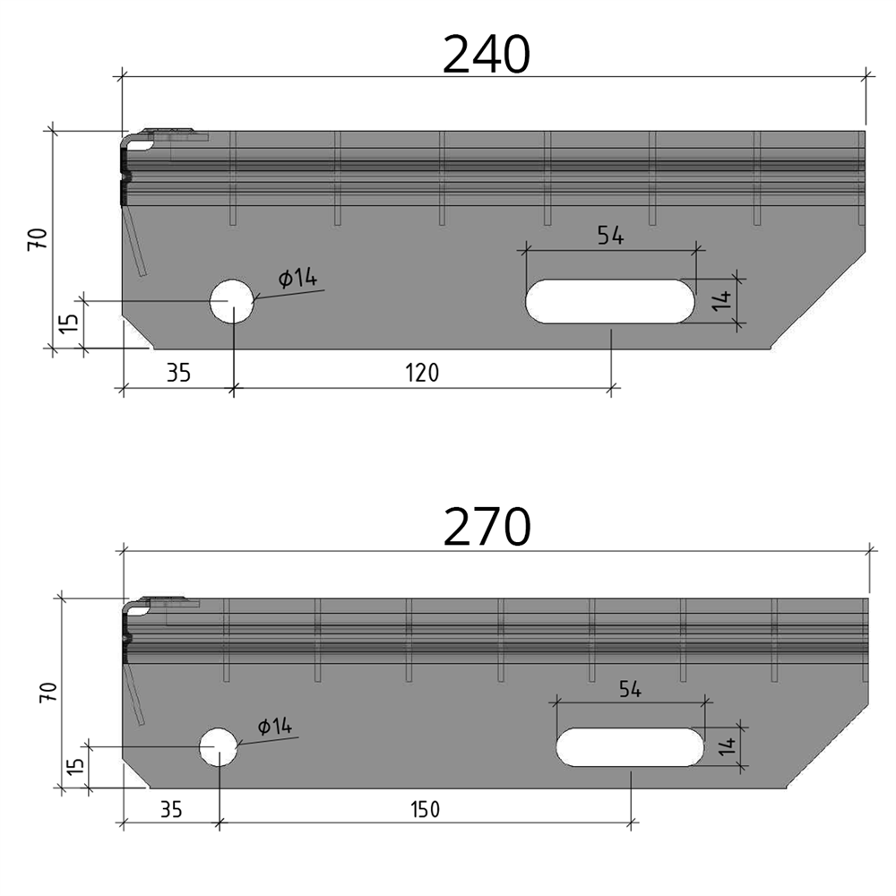 Gitterroststufe Treppenstufe | Maße: 800x270 mm 30/10 mm | S235JR (St37-2), im Vollbad feuerverzinkt