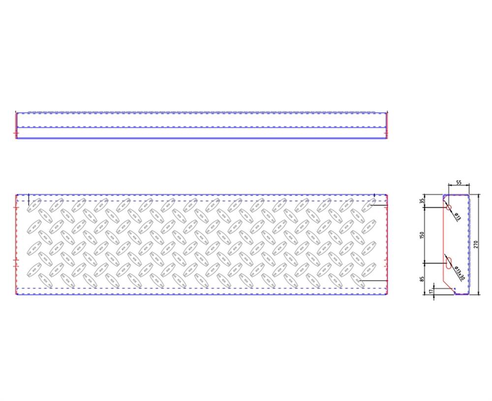 Blechprofilstufe | Typ G | Maße: 1000 x 270-300 mm | S235JR, im Vollbad feuerverzinkt