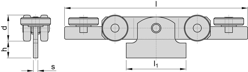 Doppelrolle mit Seitenführung und Anschweißpendel Größe 1 MEA 10337930