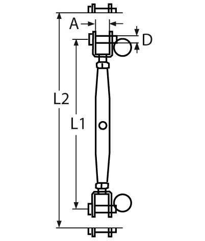 Wantenspanner | Gabel-Gabel | Gabelbreite: 5,5 mm - 20 mm | V4A