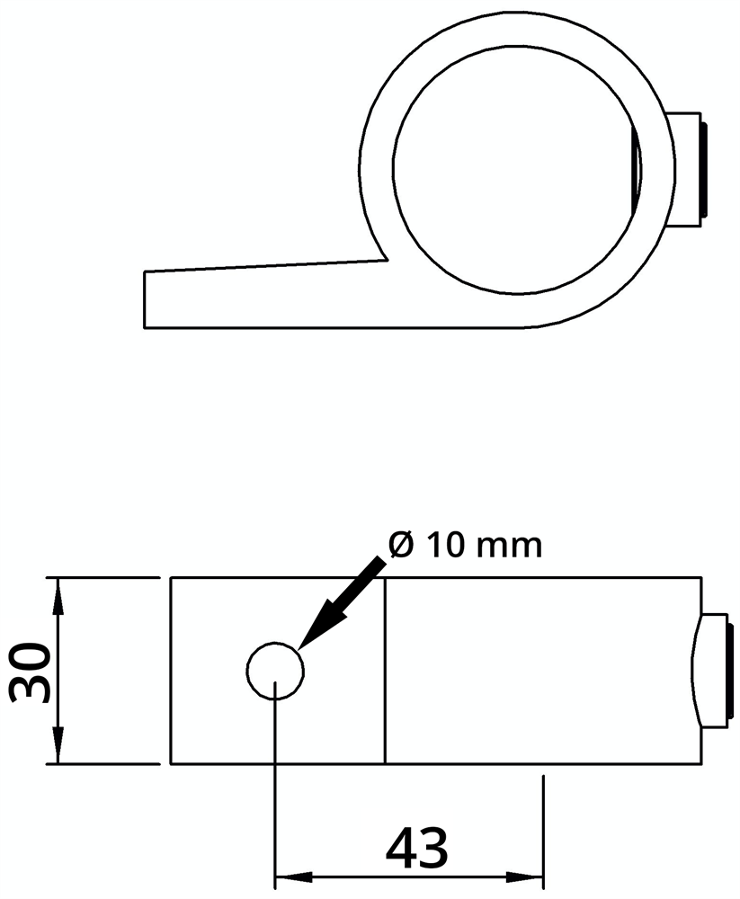 Rohrverbinder | Befestigungsring mit Flansch 1 Bohrung | 199B34 | 33,7 mm | 1 | Temperguss u. Elektrogalvanisiert
