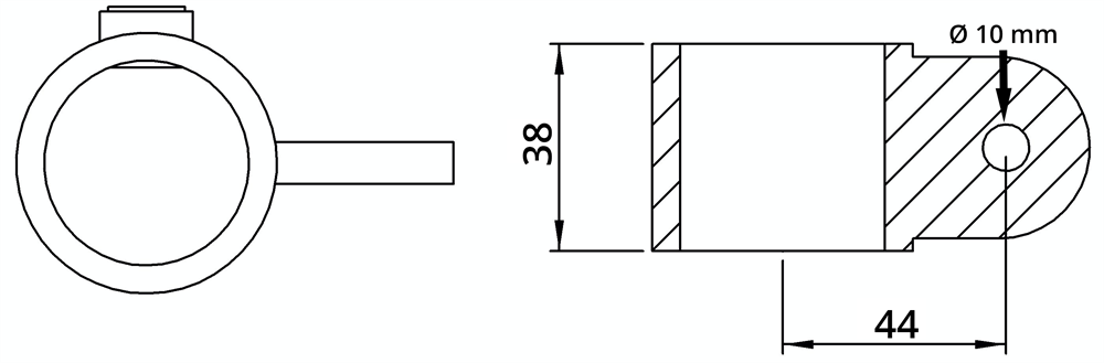 Rohrverbinder | Gelenkauge einfach | 173MB34 | 33,7 mm | 1 | Temperguss u. Elektrogalvanisiert