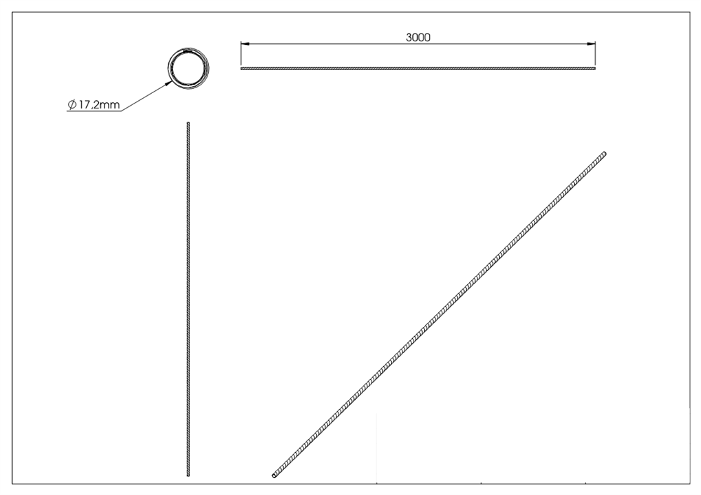 Rundrohr | Material: 17,2x2,5 mm | Länge: 3000 mm | Stahl (Roh) S235JR